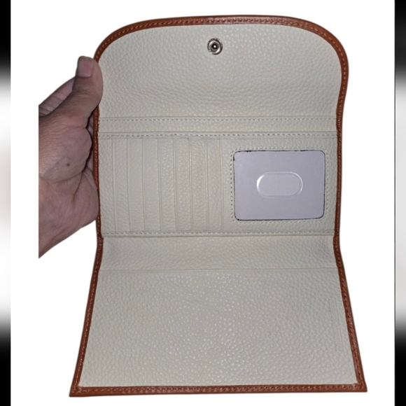 Dooney & Bourke White Leather Wallet with Brown Trim - Picture 3 of 4